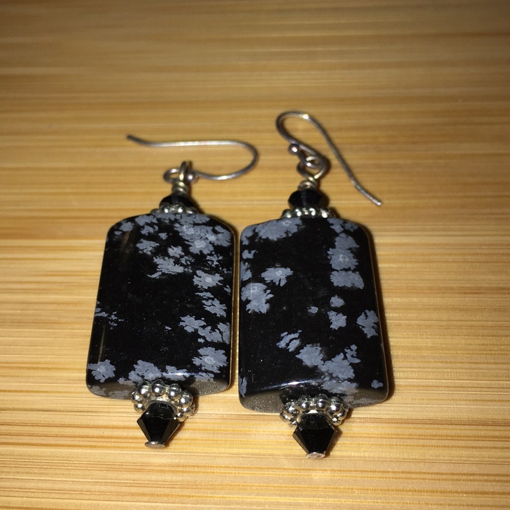 Black & Grey Stone Earrings